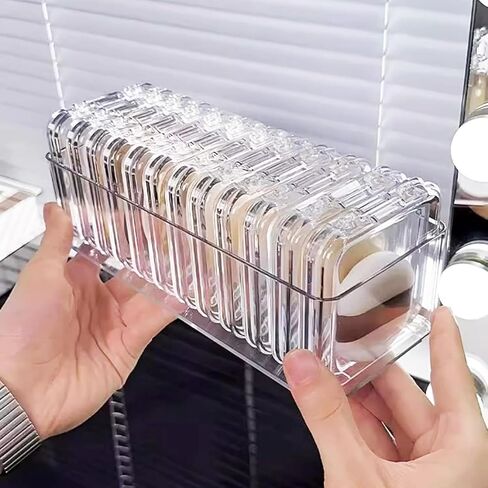 15 Pcs Clear Travel Jewelry Cases with Storage Box Plastic Jewelry Organizer Protective Container for Bracelets, Necklaces, Earrings, Powder Puff, Press-on Nails in Saudi Arabia