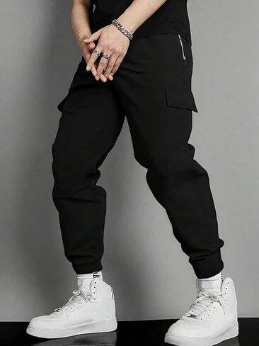 Men's Black Classic Casual Trousers - Premium Comfort Fit, Versatile Everyday Wear for Business Smart and Daily Use in Saudi Arabia