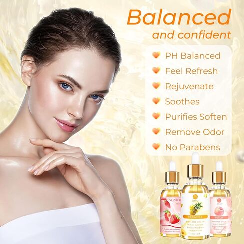 3 Packs Yoni Oil for Women - Feminine Care Oil - All Natural Vaginal Essential Oils, Reduces Odor, Restores pH Balance and Wetness, 1 fl oz/pc Strawberry Pineapple Peach Scent in Saudi Arabia
