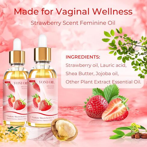 3 Packs Yoni Oil for Women - Feminine Care Oil - All Natural Vaginal Essential Oils, Reduces Odor, Restores pH Balance and Wetness, 1 fl oz/pc Strawberry Pineapple Peach Scent in Saudi Arabia