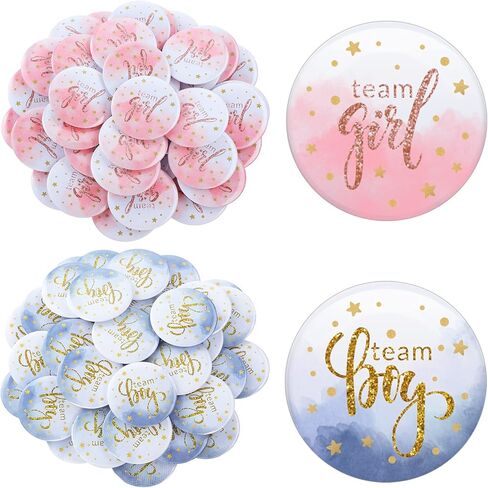 Outus 80 Pieces Gender Reveal Button Pins 1.5 Inch Team Girl Team Boy Gender Reveal Party Decorations Round Pink Girl and Blue Boy Decorative Pins for Baby Shower Party Favor Supplies in Saudi Arabia