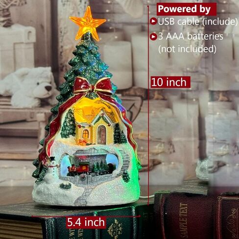 Musical Christmas Tree Village Scene with Rotating Train, Animated Christmas Decorations, Music Box, LED Lights, Tabletop Home Holiday Figurine & Gift in Saudi Arabia