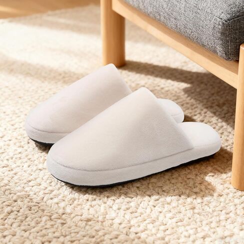 House Slippers for Women and Men, Bedroom Fuzzy Slippers Non-Slip Soft Plush Fluffy Cozy Memory Foam Warm Winter Womens Home Shoes for Indoor, Beige in Saudi Arabia
