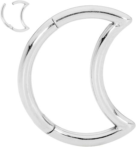 365 Sleepers 316L Surgical Steel Hypoallergenic 16G Moon Septum Jewelry Hinged Segment Ring Body Piercing Hoop Lip Rings Helix Cartilage Rook Sleeper Earrings 8mm – 10mm in Saudi Arabia