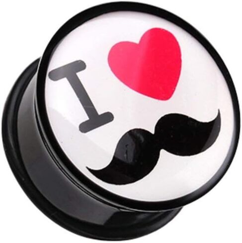 سدادة قياس الأذن الفردية "I Heart Moustache". in Saudi Arabia