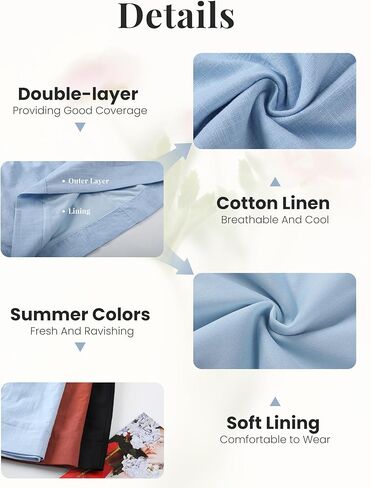 EsheSy Womens Cotton Linen Mini Skirts Summer Drawcord Waist Short A-Line Casual Beach Skirts with Pockets in Saudi Arabia