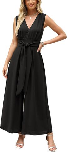 CUPSHE Women's Sleeveless V Neck Jumpsuit Summer Tied Wide Leg One Piece Romper Casual Elegant Outfit Beach Vacation in Saudi Arabia