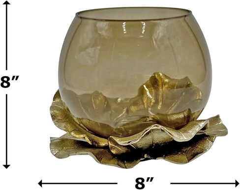 8Inch Wide Decorative Handmade Aluminum and Glass Round Bowl in Gold in Saudi Arabia