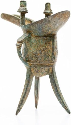 Lawrence & Scott Verdigris Bronze Chinese Wine Vessel (Jué) Unique Tabletop Decor in Saudi Arabia