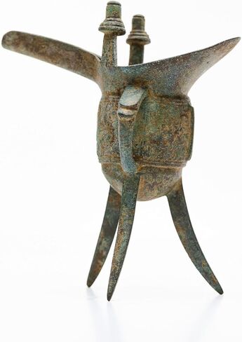 Lawrence & Scott Verdigris Bronze Chinese Wine Vessel (Jué) Unique Tabletop Decor in Saudi Arabia