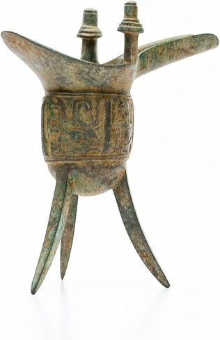 Lawrence & Scott Verdigris Bronze Chinese Wine Vessel (Jué) Unique Tabletop Decor in Saudi Arabia