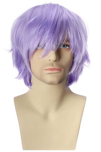 Men's Anime Short Black Cosplay Wig,Unisex Short Layered Synthetic Accessory Hair Wig+Hair Cap for Cosplay Halloween Costume in Saudi Arabia