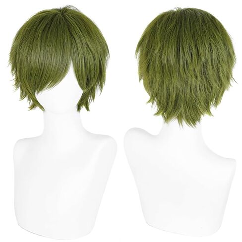 Men's Anime Short Black Cosplay Wig,Unisex Short Layered Synthetic Accessory Hair Wig+Hair Cap for Cosplay Halloween Costume in Saudi Arabia