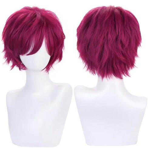Men's Anime Short Black Cosplay Wig,Unisex Short Layered Synthetic Accessory Hair Wig+Hair Cap for Cosplay Halloween Costume in Saudi Arabia