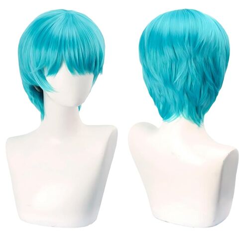 Men's Anime Short Black Cosplay Wig,Unisex Short Layered Synthetic Accessory Hair Wig+Hair Cap for Cosplay Halloween Costume in Saudi Arabia