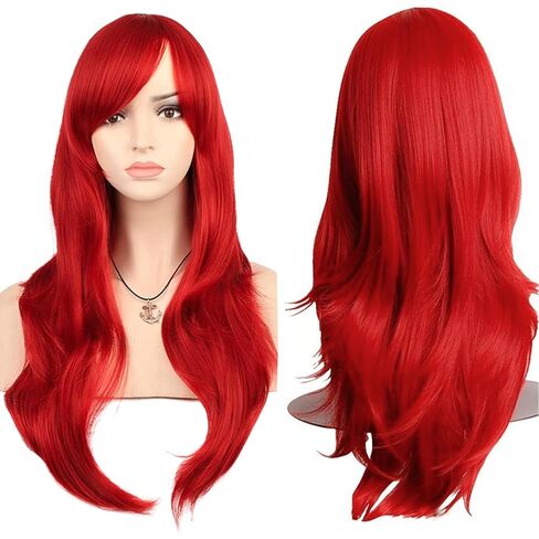 Long Blonde Mix Brown Curly Wavy Wigs with Bangs for Women Synthetic Hair for Cosplay Halloween Costume Party,22inch in Saudi Arabia