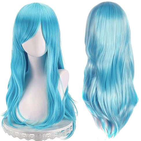 Long Blonde Mix Brown Curly Wavy Wigs with Bangs for Women Synthetic Hair for Cosplay Halloween Costume Party,22inch in Saudi Arabia