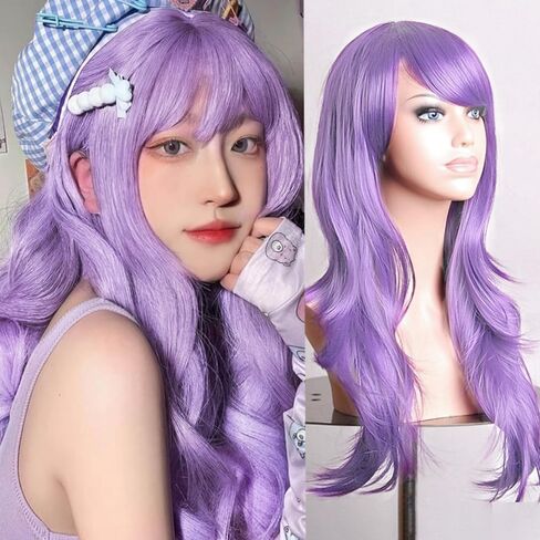 Long Blonde Mix Brown Curly Wavy Wigs with Bangs for Women Synthetic Hair for Cosplay Halloween Costume Party,22inch in Saudi Arabia
