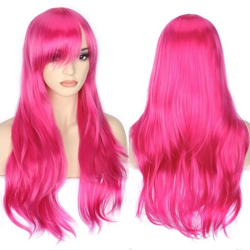 Long Blonde Mix Brown Curly Wavy Wigs with Bangs for Women Synthetic Hair for Cosplay Halloween Costume Party,22inch in Saudi Arabia