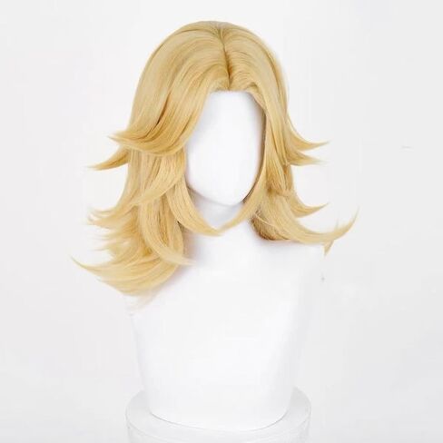 Wig for Cosplay, Medium Length Blonde Synthetic Hair for Women Halloween in Saudi Arabia