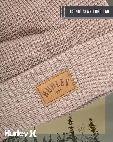 Hurley Womens Beanie Hat - Fleece Lined Ribbed Knit Winter Hats for Women Medium Fit Acrylic Beanies for Fall Snow Ski in Saudi Arabia