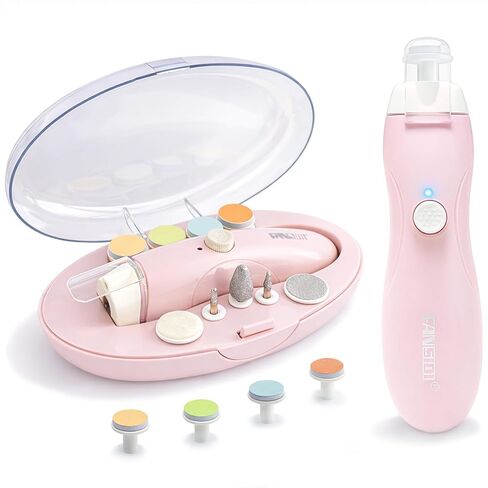 Fansidi Baby Nail Trimmer Electric, Easy & Safe Nail File for Newborn Infant Toddler, Whisper-Quiet Nighttime Use, 4-Stage Age-Matched Grinding Heads, LED Light, 18-Piece Kit, Blue, Baby Shower Gift in Kuwait