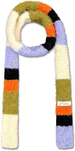 Skinny Scarf for Women Cute Knit Scarf Long Skinny Colorful Winter Fashion Y2k Neck Scarves in Saudi Arabia