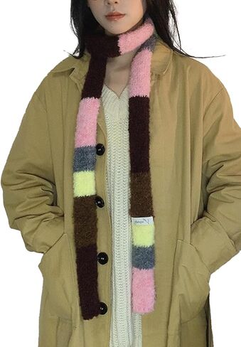Skinny Scarf for Women Cute Knit Scarf Long Skinny Colorful Winter Fashion Y2k Neck Scarves in Saudi Arabia