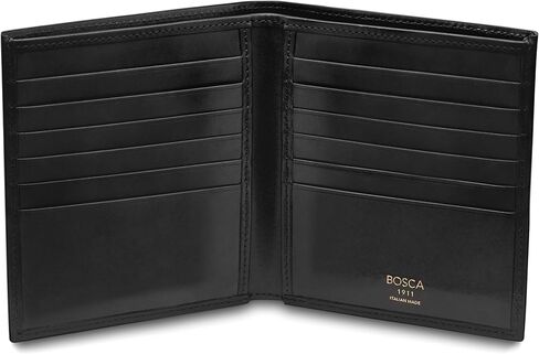 Bosca Men‚Äôs Wallet In Old Leather ‚Äì 12 Pockets Bi-Fold Credit Holder Hand-Stained Full Grain Leather, RFID Blocking Black in Saudi Arabia