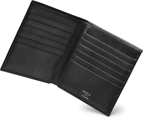 Bosca Men‚Äôs Wallet In Old Leather ‚Äì 12 Pockets Bi-Fold Credit Holder Hand-Stained Full Grain Leather, RFID Blocking Black in Saudi Arabia