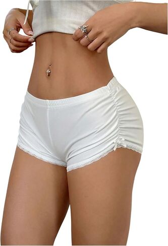 Women's Sexy Booty Shorts Bow Elastic Waist Coquette Micro Shorts y2k Lace Trim Lounge Sleepwear in Saudi Arabia