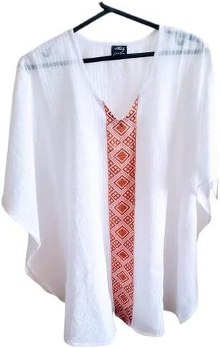 Ethiopian Dresses, Eritrean Dresses, Tunic, Shall, Pull Over, Ponchos, Scarf, Boho Chic, Organic Cotton Top. Women Casual top, Oversize top White in Saudi Arabia