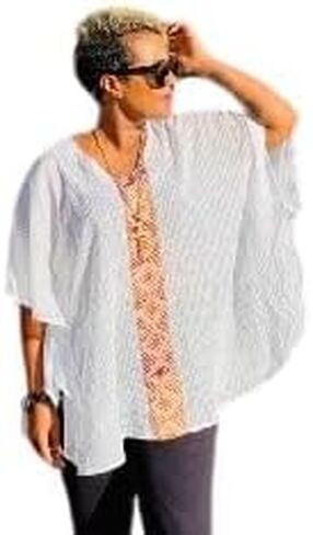Ethiopian Dresses, Eritrean Dresses, Tunic, Shall, Pull Over, Ponchos, Scarf, Boho Chic, Organic Cotton Top. Women Casual top, Oversize top White in Saudi Arabia