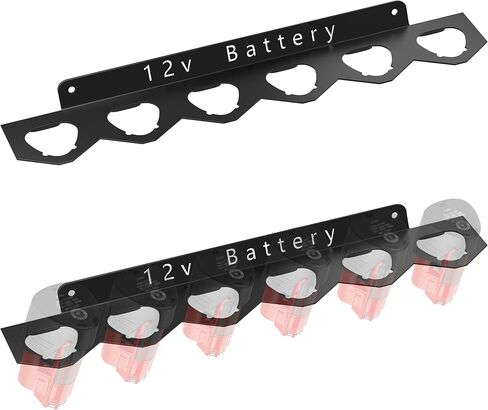 Metal Battery Holder Compatible for DeWalt 20V 60V 12V, Battery Holder Wall Mount, Durable Tool Battery Rack Wall Mount Organizer for Storage,Display and Cover with 3 Slots,Black,Patent Pending!!! in Kuwait