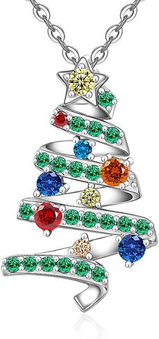 Christmas Earrings Necklace Set Christmas Tree Earrings for Women Dangle Drop S925 Sterling Silver Holiday Jewelry in Saudi Arabia
