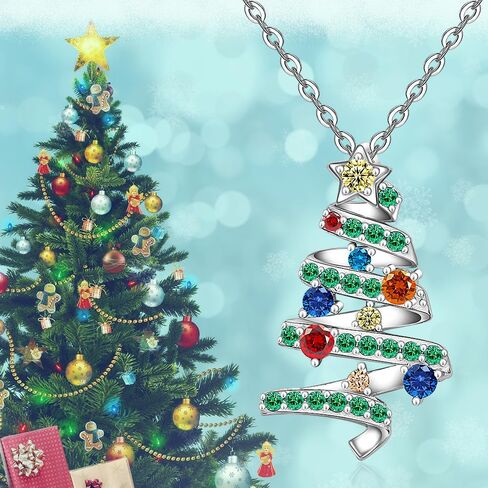 Christmas Earrings Necklace Set Christmas Tree Earrings for Women Dangle Drop S925 Sterling Silver Holiday Jewelry in Saudi Arabia