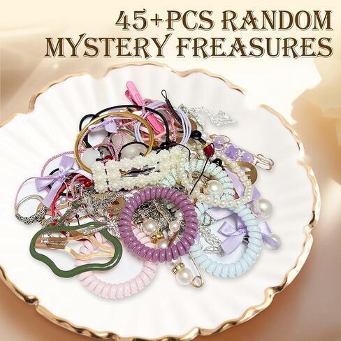 Mystery Jewelry Jar Bundle 45-50 Pieces, Surprise Jewelry Box for Women, Gift Set (Necklace, Bracelet, Rings, Earrings,Keychain, Hair Clip), Unique Birthday Gift for Family and Friends in Saudi Arabia