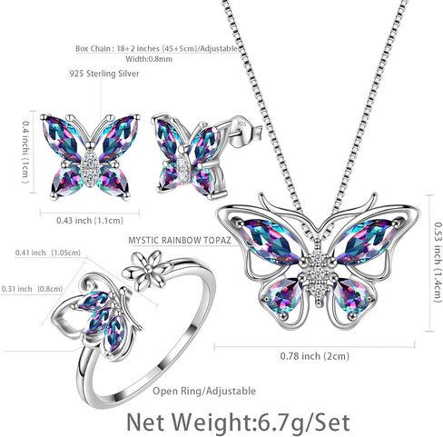 أورورا الدموع جوهرة الميلاد فراشة قلادة أقراط الطوق مجموعة 925 الفضة الاسترليني المرأة الفراشات جوهرة الميلاد قلادة قلادة لعيد ميلاد الزفاف هدية in Kuwait