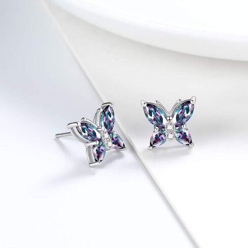 أورورا الدموع جوهرة الميلاد فراشة قلادة أقراط الطوق مجموعة 925 الفضة الاسترليني المرأة الفراشات جوهرة الميلاد قلادة قلادة لعيد ميلاد الزفاف هدية in Kuwait