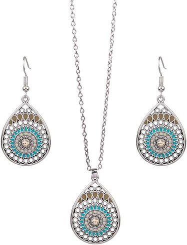 Bohemian Jewelry Set for Women - (Layered) Necklace and Stud Earrings Handmade Hippie Boho Beach Wedding Jewelry Gift in Saudi Arabia