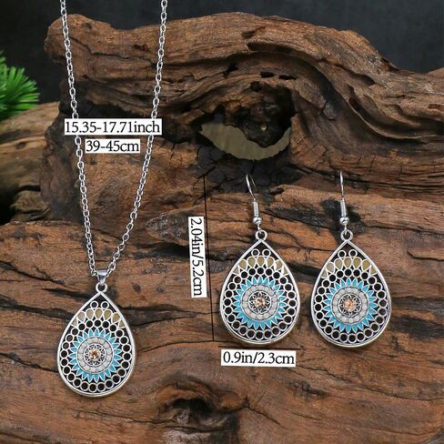 Bohemian Jewelry Set for Women - (Layered) Necklace and Stud Earrings Handmade Hippie Boho Beach Wedding Jewelry Gift in Saudi Arabia