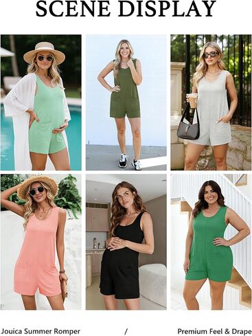 Jouica Womens Rompers Summer Casual Loose Sleeveless Overalls Shorts Jumpsuit 2026 Beach Vacation Outfits in Saudi Arabia