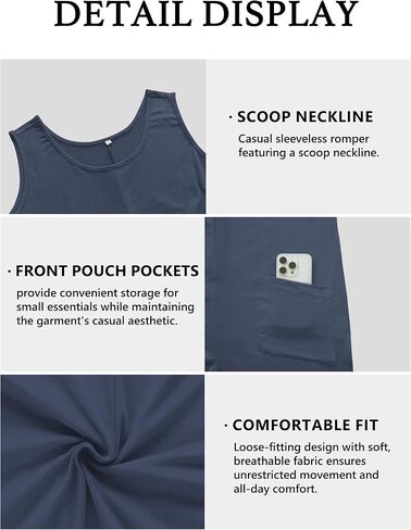 Jouica Womens Rompers Summer Casual Loose Sleeveless Overalls Shorts Jumpsuit 2026 Beach Vacation Outfits in Saudi Arabia
