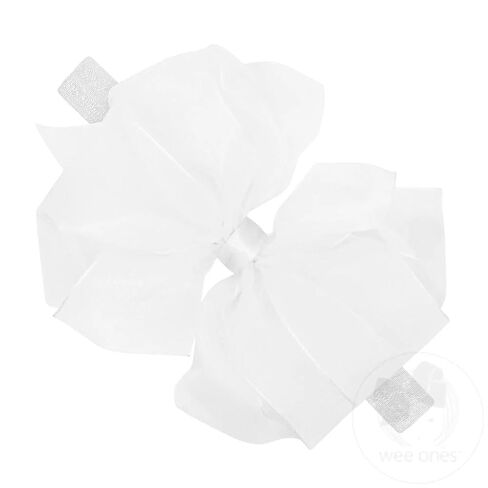 Wee Ones Girls' Organza Double Hair Bow on a Matching Elastic Band, 0-6 Months, Medium, Light Pink in Saudi Arabia