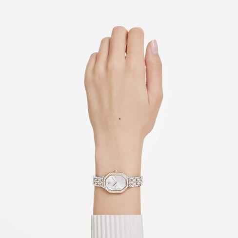 Swarovski Dextera Octagon Watch, Swiss Made, Metal Bracelet, Silver Tone, Rose Gold-Tone Finish in Saudi Arabia