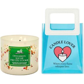 Cinnamon Sugar Pretzel Cookie - White Barn-Bath/Body Work- 3-Wick Scented Candle 14.5 OZ Burns 25-45 Hours and Gift Bag (Label Artwork Varies) in Saudi Arabia