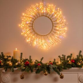 Christmas Window Lights Decorations, 22 Inch Christmas Wreath with 260 LED Fairy Lights, USB Operated Window Light Hanging for Holiday Wall Door Party Xmas Indoor Decor, White Twig in Saudi Arabia