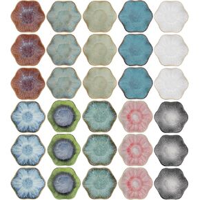 30 قطعة من طبق خاتم اللوتس السيراميكي الملون مقاس 4.5 بوصة منظم مجوهرات، 10 ألوان لحفلات الزفاف وحفلات الزفاف، حامل القرط، وعاء المفاتيح، ديكور مدخل المنزل in Kuwait