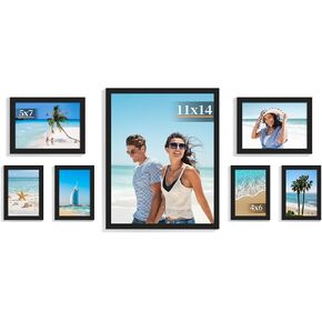 PEALSN 15 Pack Collage Picture Frames, Gallery Wall Frame Set with Three 8x10, Six 5x7, and Six 4x6, Multiple Photo Frames for Wall Gallery Decor, Black in Kuwait