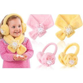 4 Pcs Girls Toddler Neck Warmer and Earmuffs Set Kids Scarf Toddler Ear Warmers for Cold Weather in Saudi Arabia